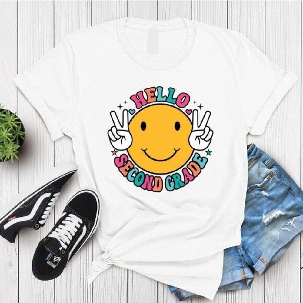 Hello Second Grade Smiley Face Back To School T-Shirt